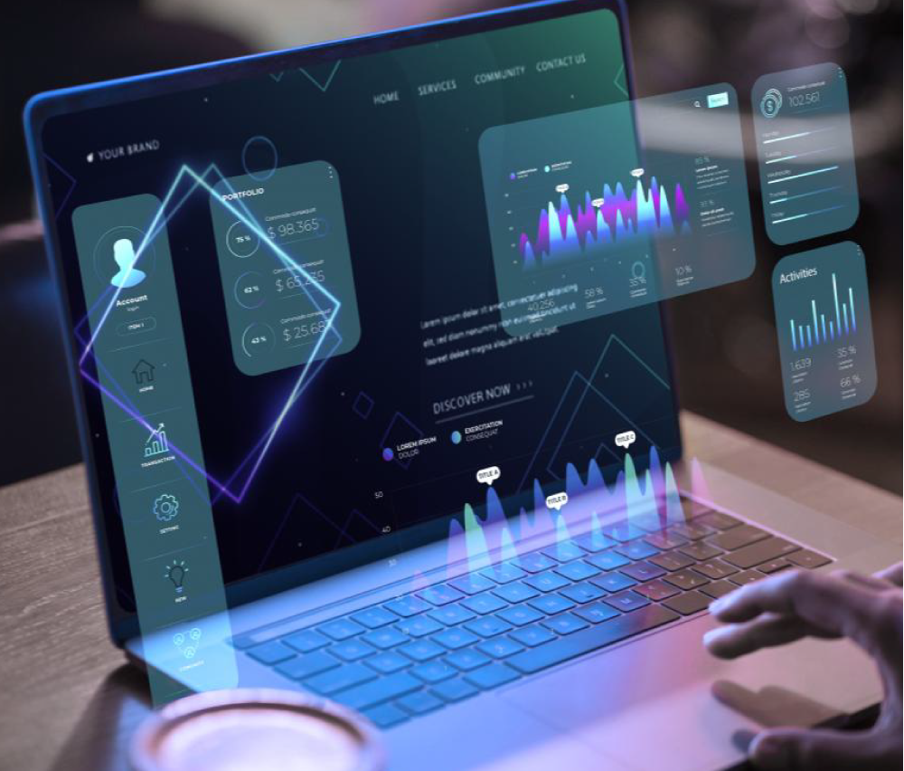 Immagine di pc con grafici e dati